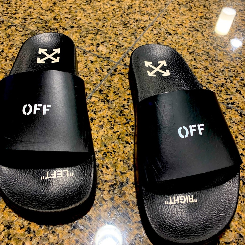 Off White slides stamp slides
